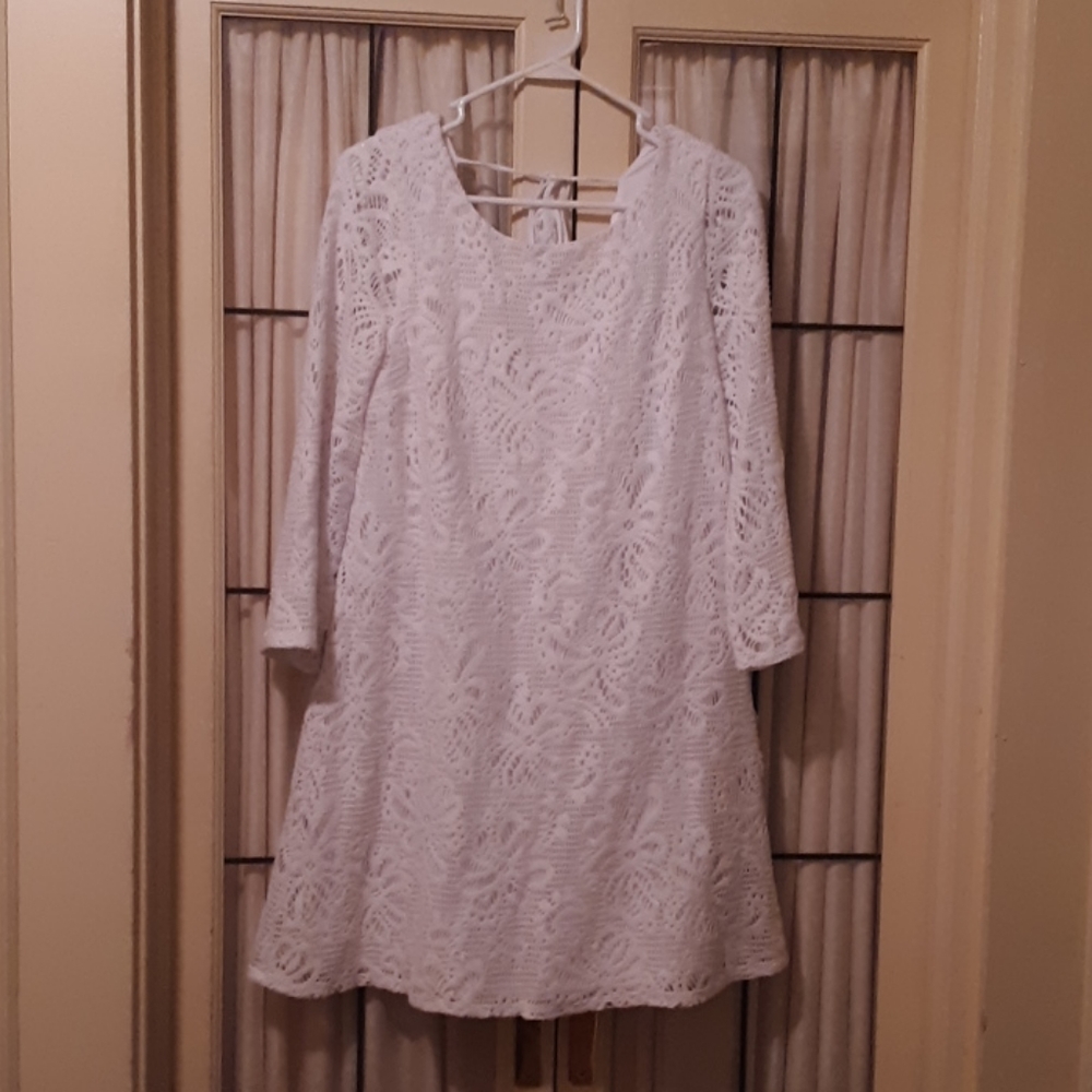 Lilly Pulitzer White Crochet Bell Sleeve Dress